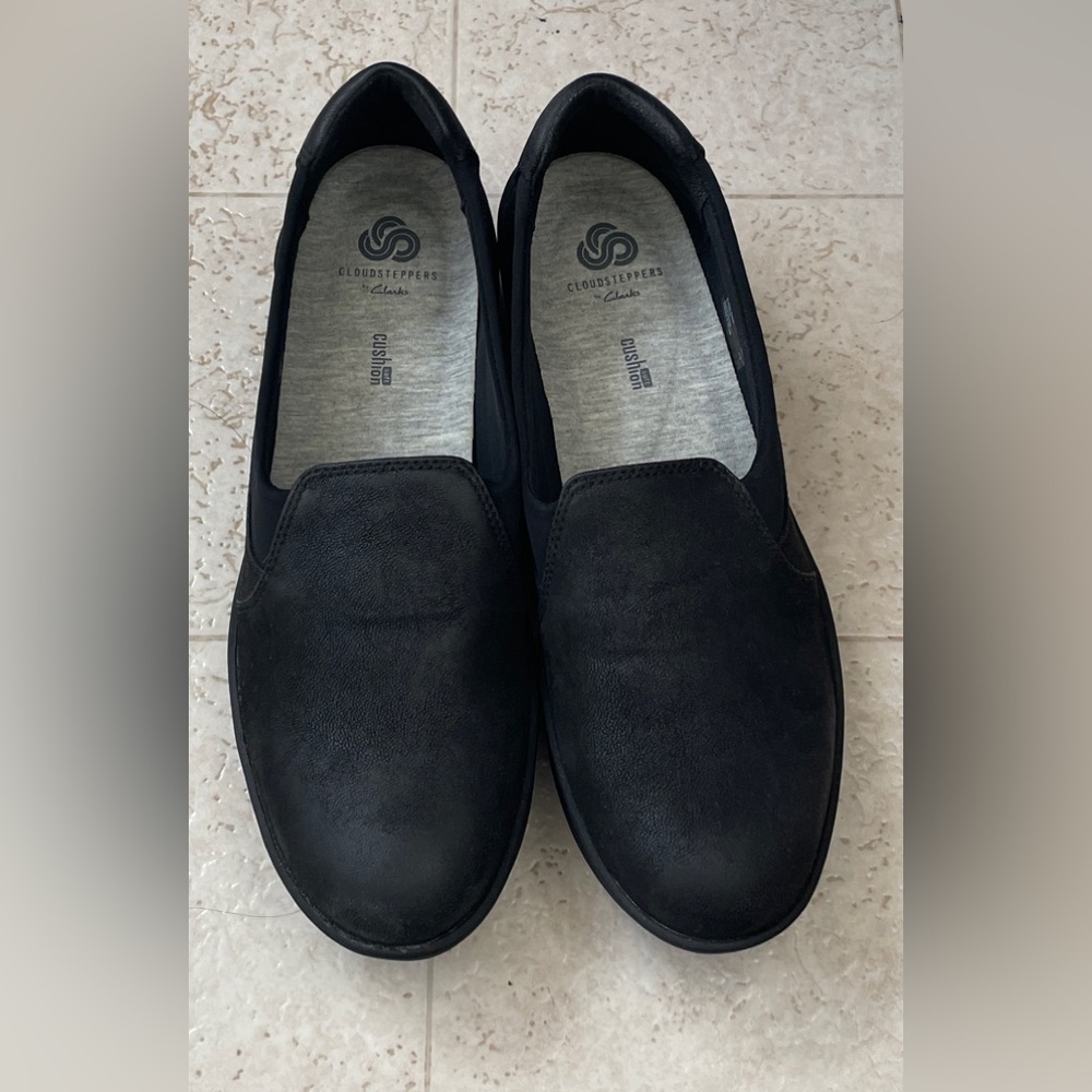 Clarks women step moon loafer black noir size 10